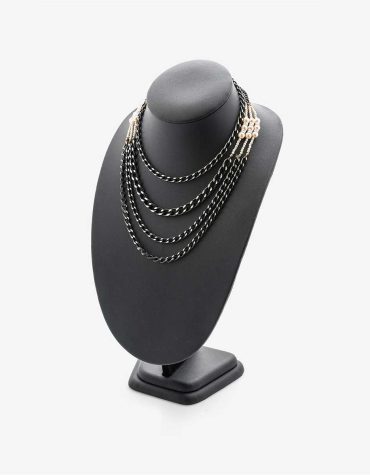 Black Onyx Beaded Silver Necklace